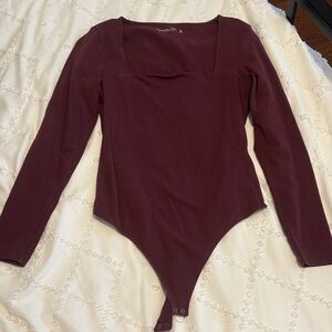 Abercrombie & Fitch Maroon Long Sleeve Bodysuit